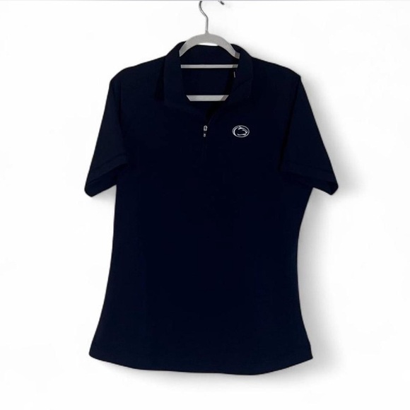 Cutter and Buck Navy Blue Polo Quarter Zip Shirt with Penn State Logo - Picture 1 of 5